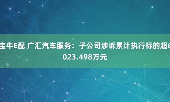 宝牛E配 广汇汽车服务：子公司涉诉累计执行标的超6023.498万元